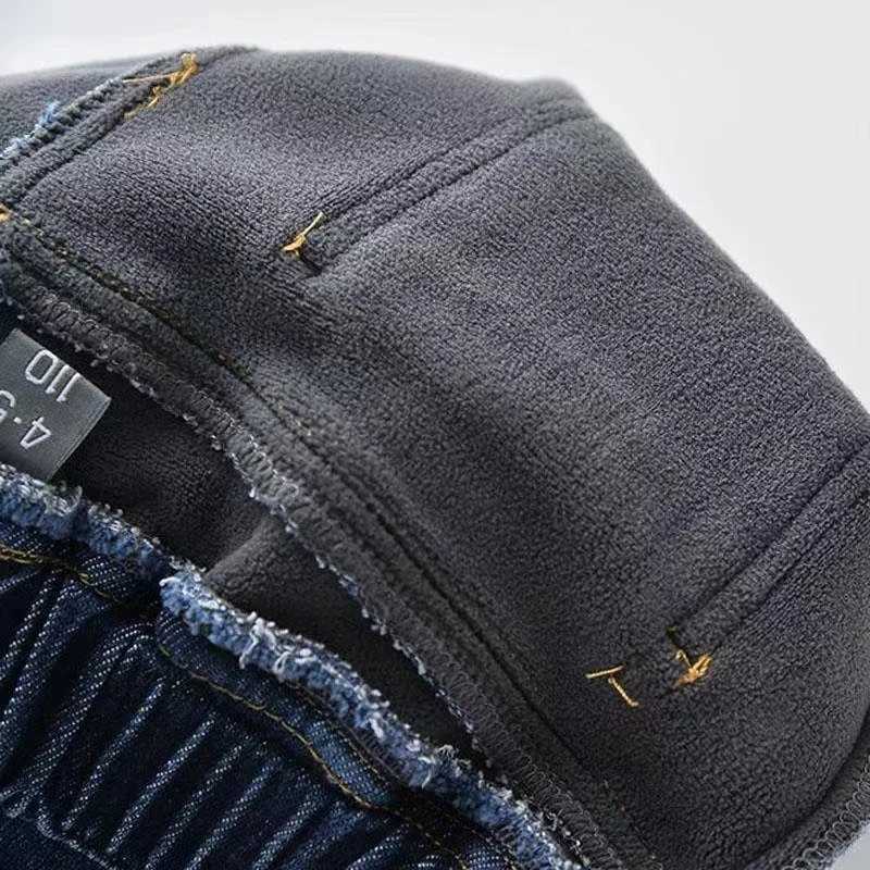 Velvet winter warm jeans suitable for girls boys autumn close-up clothing teenagers childrens clothing boys jeans W241227