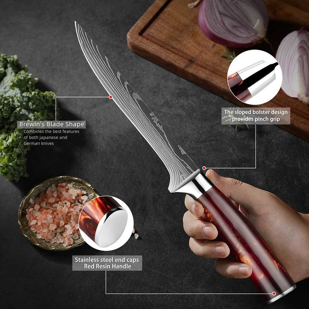 Razor sharp practical side dish knife set 1-4 pieces small chef cooking kitchen knife fruit and vegetable cutting knife red resin handle Y241227