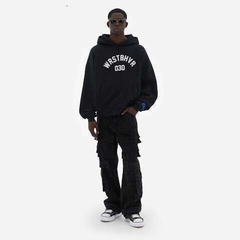 Loose hooded sweatshirt for men women, Y2K letter versatile, autumn and winter hoodie, trendy brand printed pattern