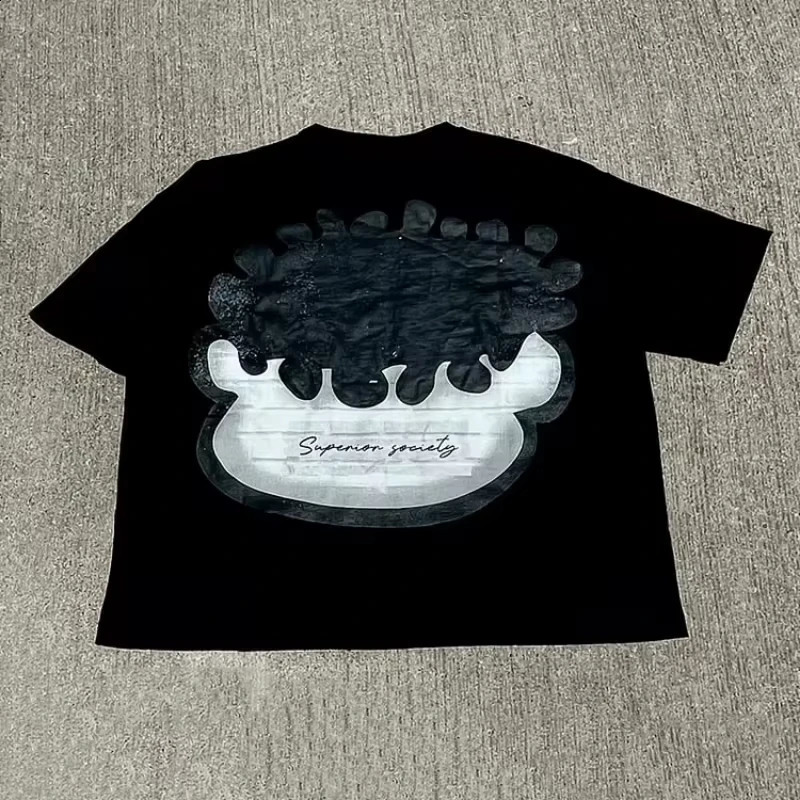 Vintage Big Face Graphic Print Cotton T-Shirt Men Y2K Summer Short Sleeves Vintage Oversize Tshirt Streetwear Women Tops 241226