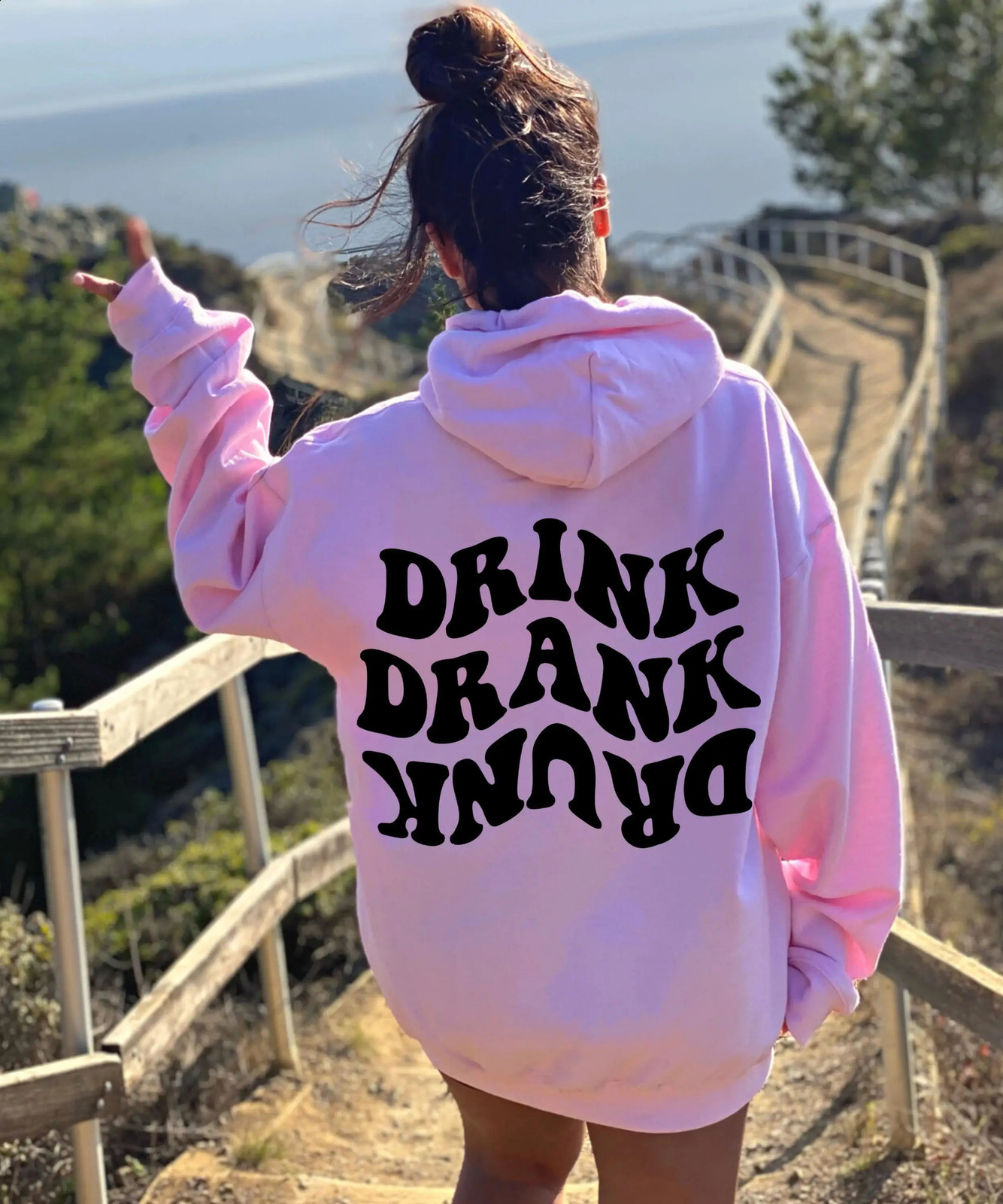 Drink drank drunk Hoodie Women Hoody Sweatshirts Pullovers unisex quote pure cotton Streetwear top jumper casual hoodies 241223