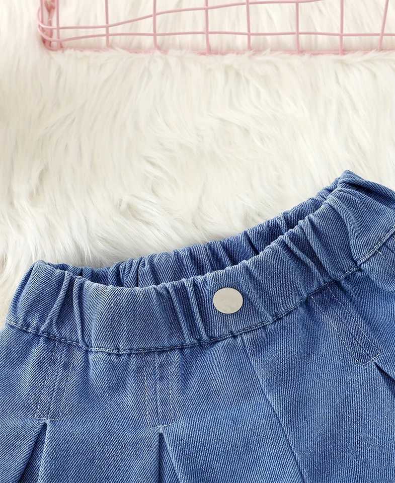 Girls Loose Fit Denim Shorts Casual Waistband Pants For Kids Children Toddlers W241227