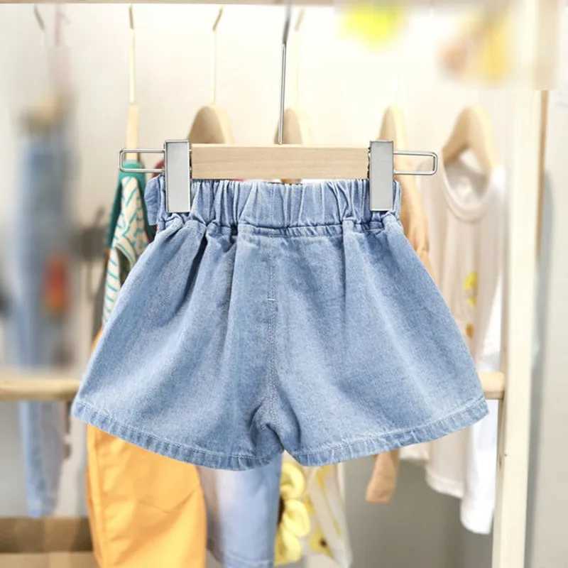 Girls Cute Bow Denim Shorts Summer Children Loose Short Pants For Girl 1-7 Years Elastic Waist Short Jeans Kid Girls Clothing W241227
