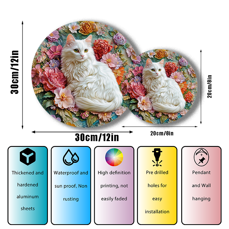 Chausie Lion Cat Memorial Customizable Circular Aluminum Pet Ornaments Premium Decorative Paintings Pet Souvenir Tombstones