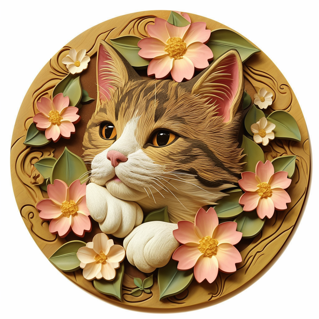 American Shorthair Striped Cat Pet Ornaments - Circular Aluminum Decorative Paintings | Customized Pet Souvenir Tombstones