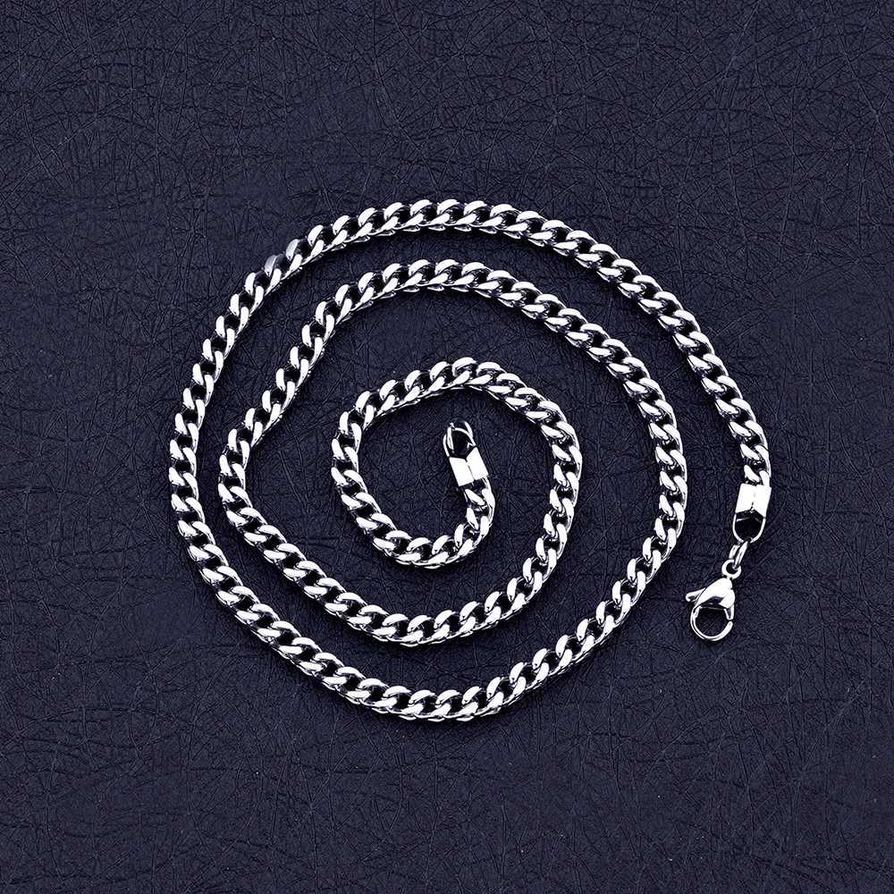 4MM Titanium Steel Chain Necklace For Men Fashion Stainl Steel Front and Back Link Necklace Hip Hop Rock Jewelry 50/60/70cmXJ241227
