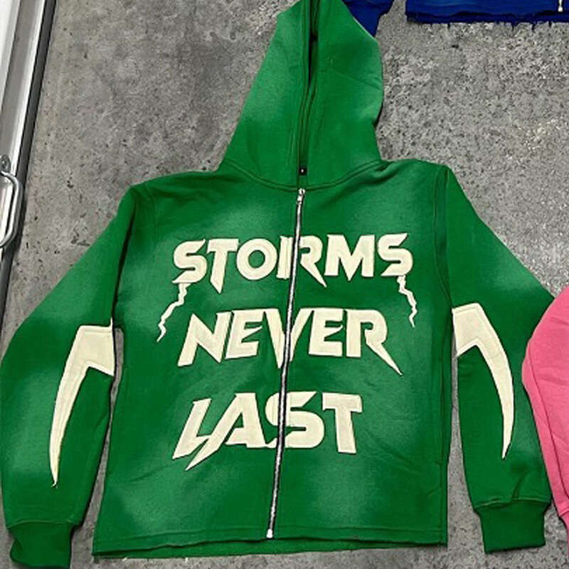 Fashionable fashion brand personalized sticker fabric letter print high street hip-hop style full chain cardigan sweatshirt pants set