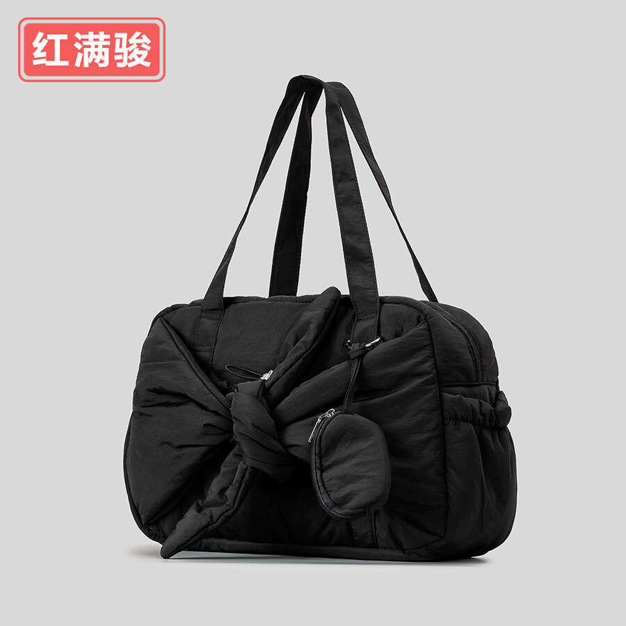 Autumn winter new niche design butterfly knot cotton filled handbag, fashionable and versatile square bag, women's lightweight armpit bag