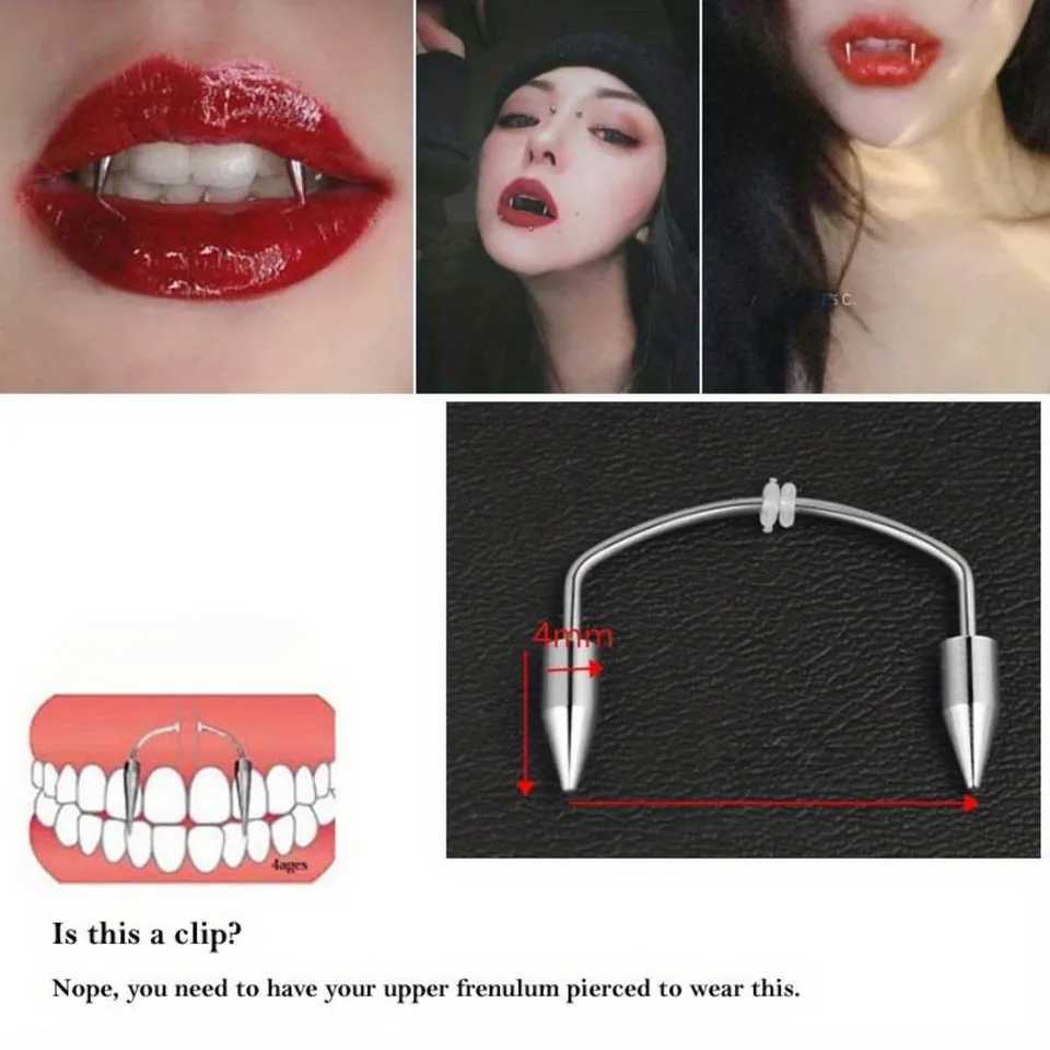 Hypoallergenic 316L Stainl Steel Vampire Fangs Single Piece For Women Lip Piercing Jewelry Fashion Accories W241227