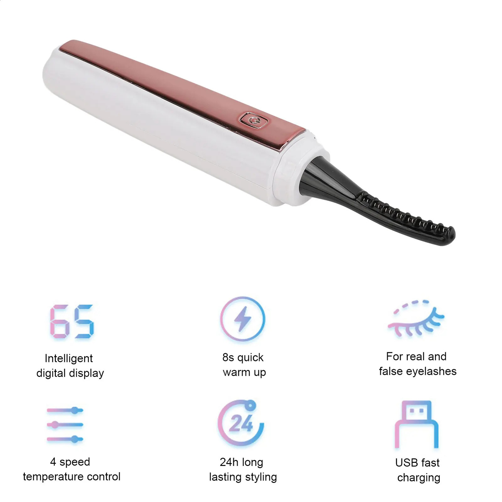 Electric Lash Curler Type C Rechargeable 4 Speed Heat Control Long Lasting Curls Enlarge Eyes Heated Eyelash Curler for Travel 241226
