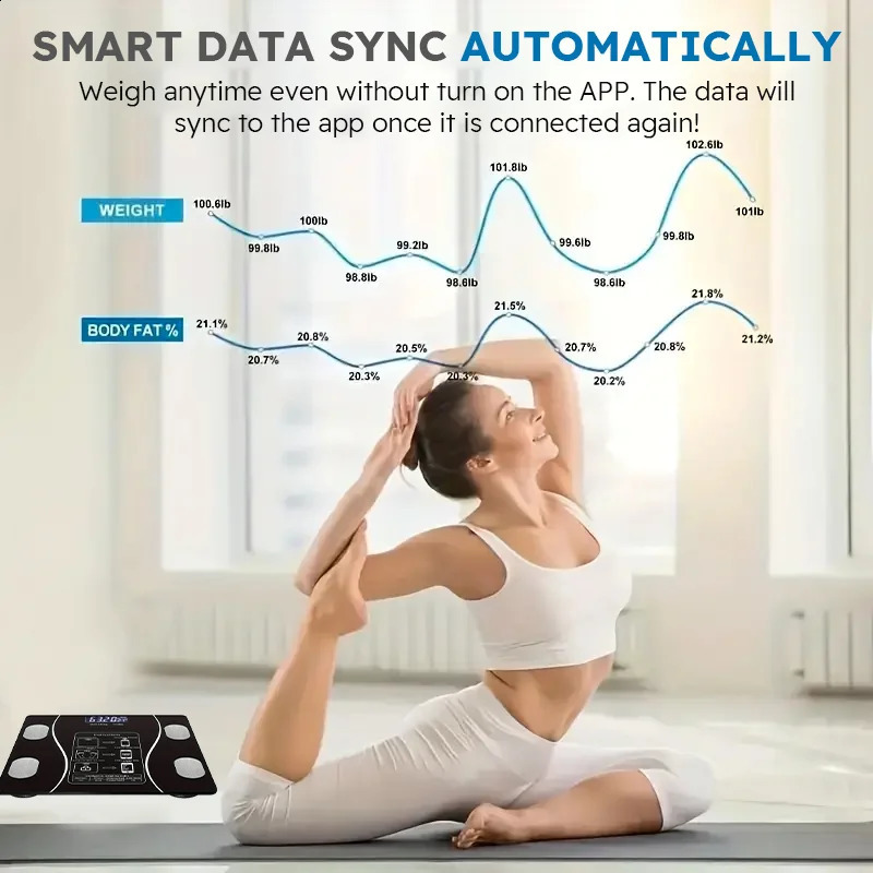Smart Body Fat Scale Wireless LED Digital Bathroom Weight Scale Body Composition Analyzer Testing Scale 241226