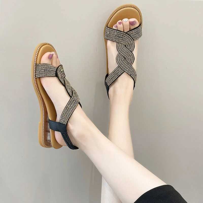 High Quality Womens Sandals Summer Stylish Open Toe Shoes Ladies Comfort Wedge Heels Bling Sandals Party Shoes Footwear Womens Sandals T241227