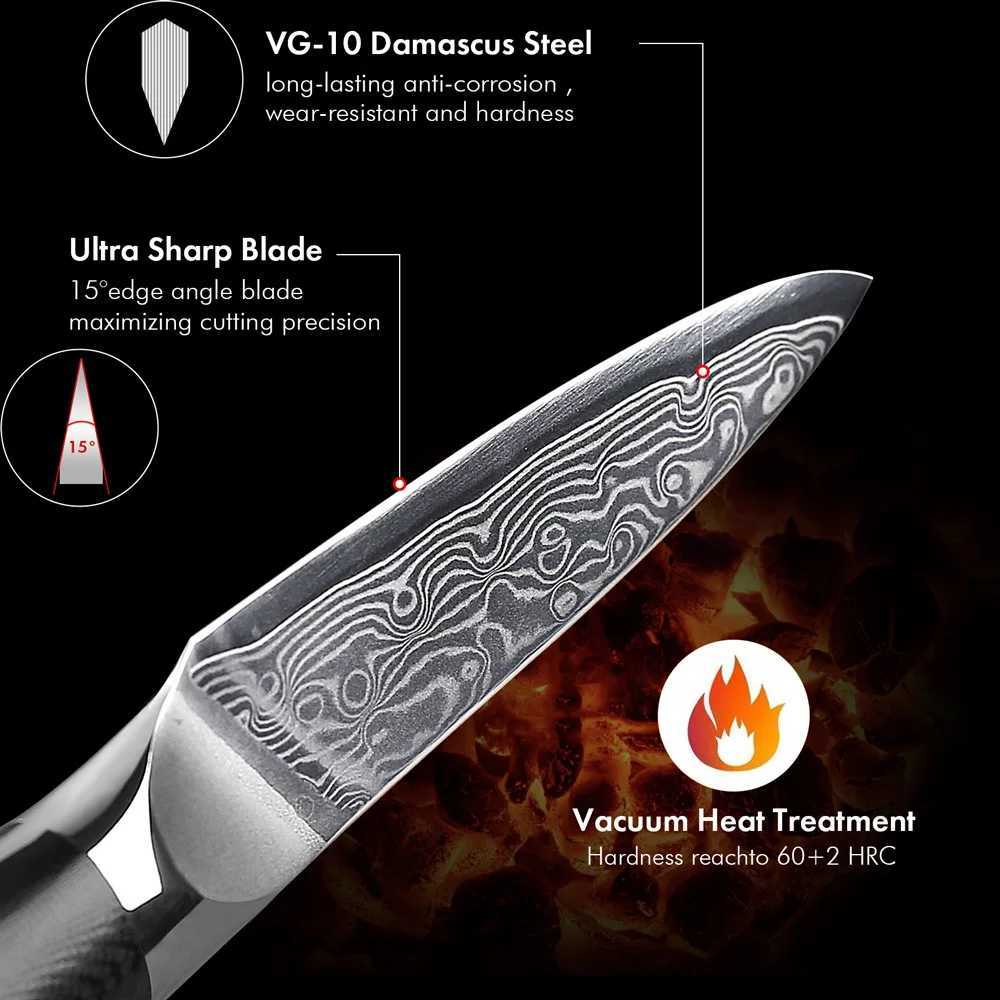 TURWHO 3.5 Paring Knife Professional Damascus Steel Kitchen Knife Chef Knife Fruit Peeling Practical Vegetable Cooking Tool Y241227