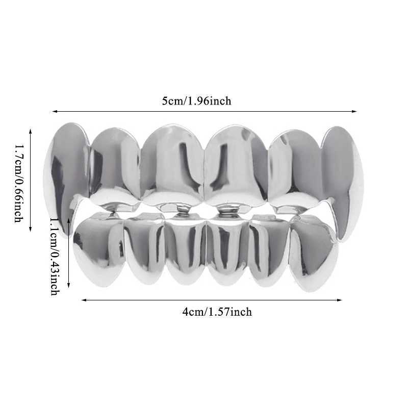 Hip Hop Gold Teeth Grillz Set Top Bottom Tooth Grills Dental Mouth Punk Teeth Cs Cosplay Party Rper Jewelry New 2022 Hot W241227