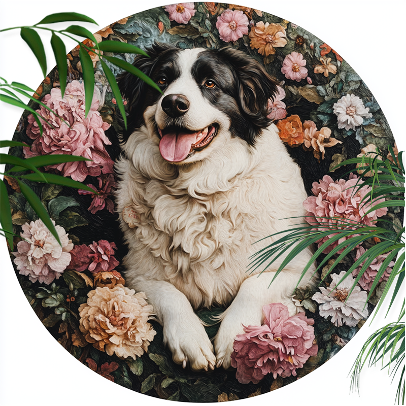 Customizable Shepherd Dog Pet Ornaments - Circular Aluminum Paintings for Cats and Dogs, Perfect Pet Souvenir Tombstones