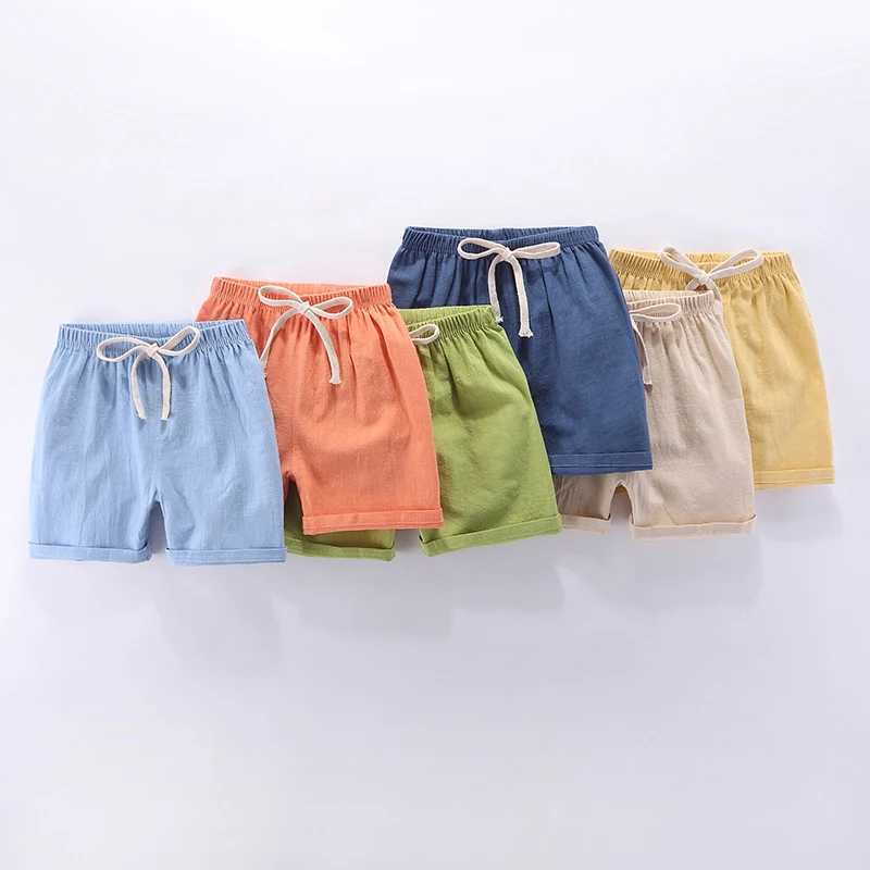 Children Summer Shorts For Boys Kids Casual Beach Shorts Candy Color Cotton Linen Breathable Soft Short Pants For Girl 100-160cm W241227