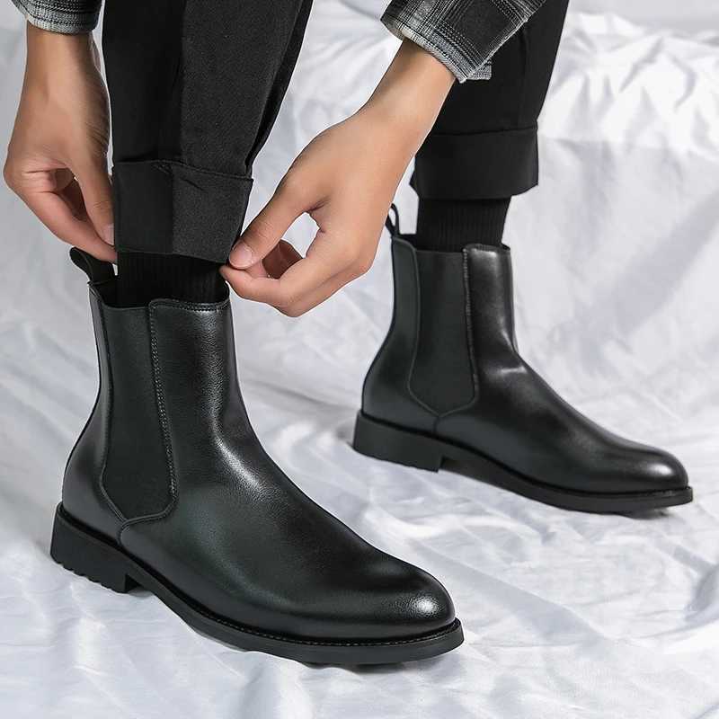 Luxury Genuine Leather Designer Dress 37~46 Couple Business Formal Chelsea Ankle Boots for Men Fashion Casual Man Shoes Footwear Z250303