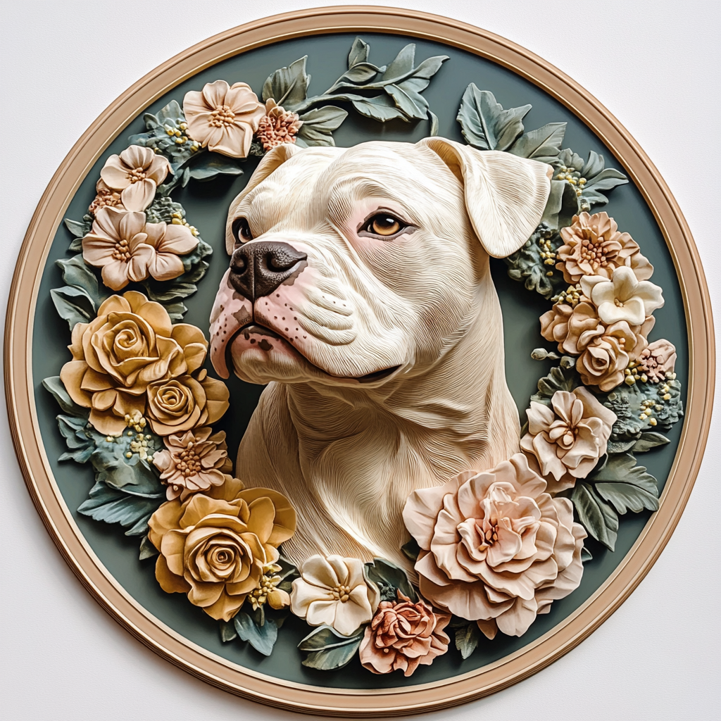 Customizable Aluminum Pet Ornaments - American Staffordshire Terrier Circular Paintings - Unique Pet Souvenir Tombstones