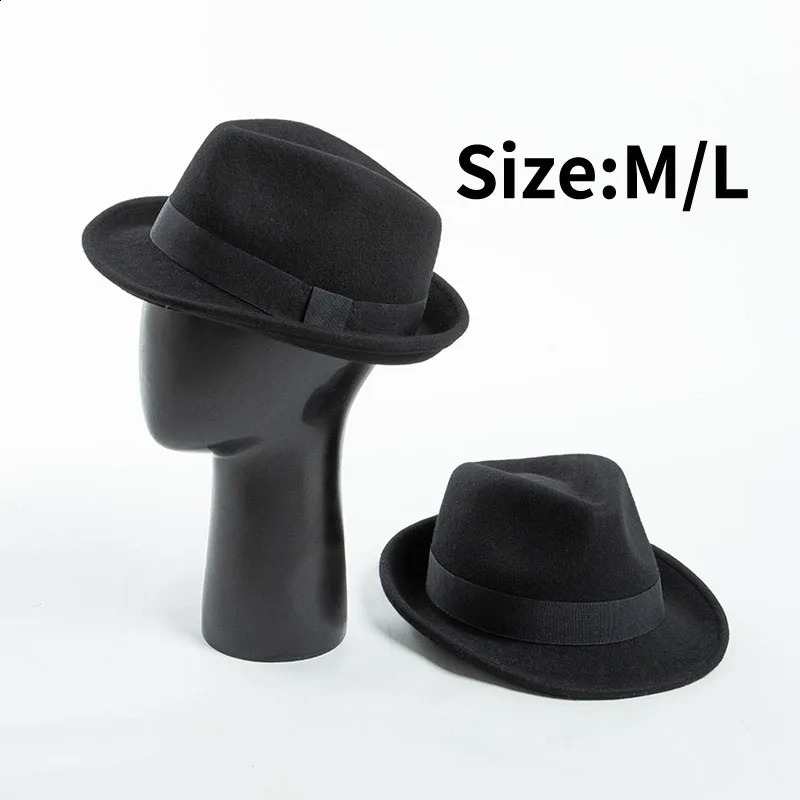 60cm 100% Wool Fedroa for Men Women Flat Top Hats L Oversized Big Size Jazz Hat Large Winter Cap Man 241226