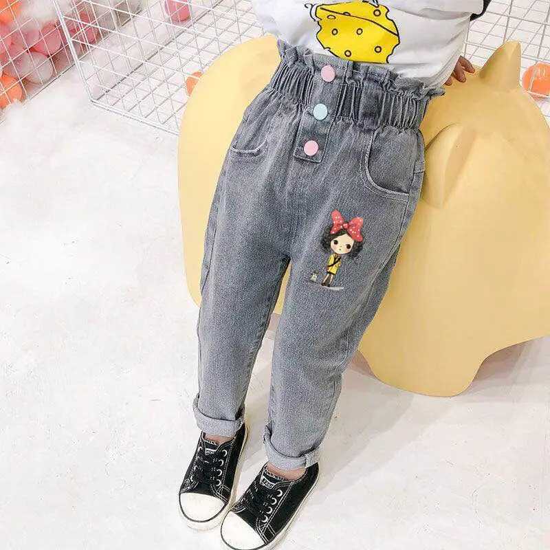 2024 Spring/Autumn Girls Fashion High Waist Jeans Baby Pants Childrens Jeans Trousers W241227