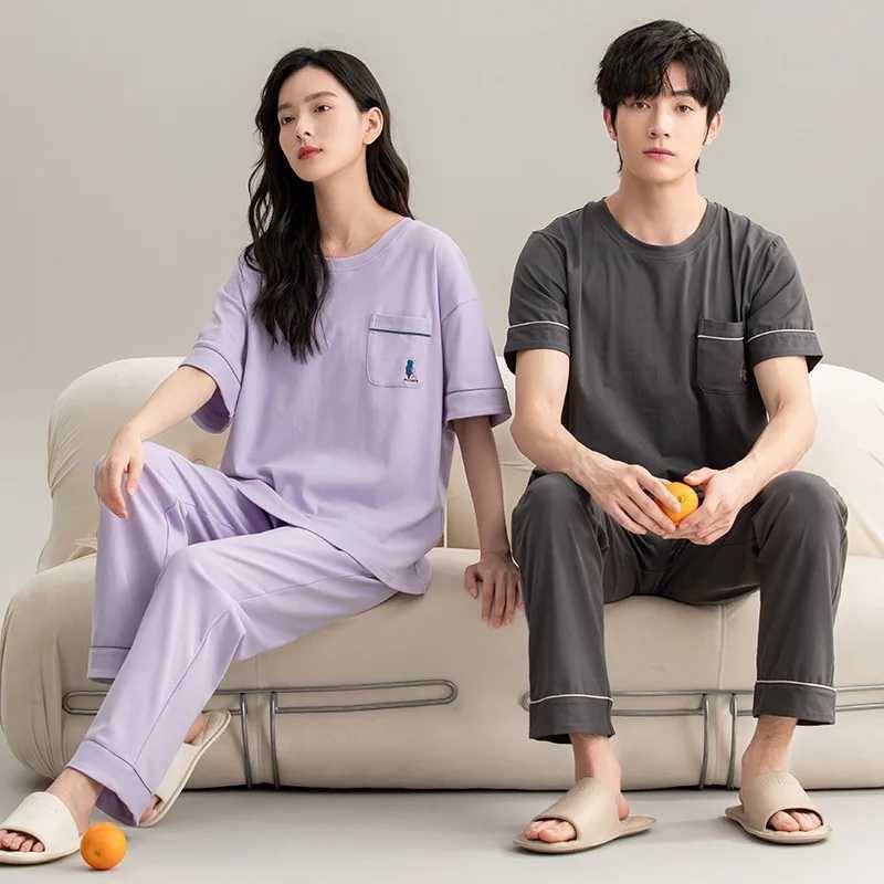 Pijama Man Pajama Cotton Summer Short Sets Long Pant Japanese Pajamas for Couples Man and Woman Sleepwear 2024 pyjamas HommeXJ241227