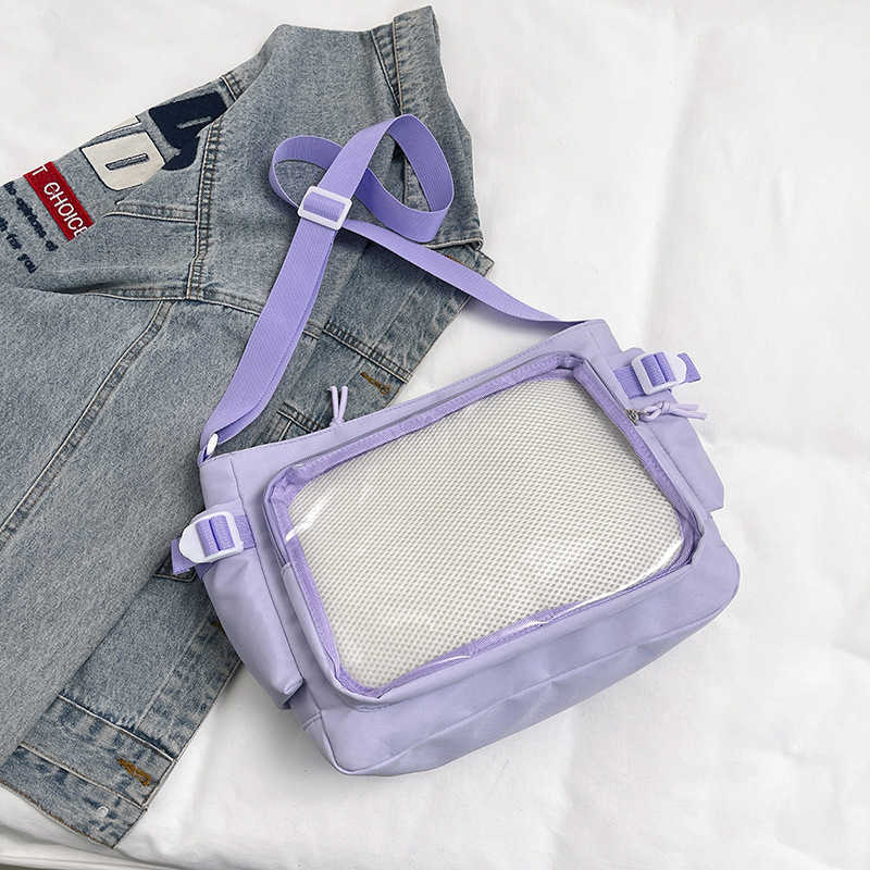 Super Fire Student Pain Bag Transparent and Visible Shoulder Simple Large Capacity School Anime Crossbody Tote 241227