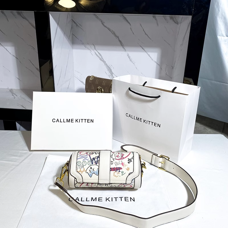 Cute Cartoon Pattern Printing and Graffiti Round Bag Women's Fashion and Popular Crossbody Bag for Evening Party