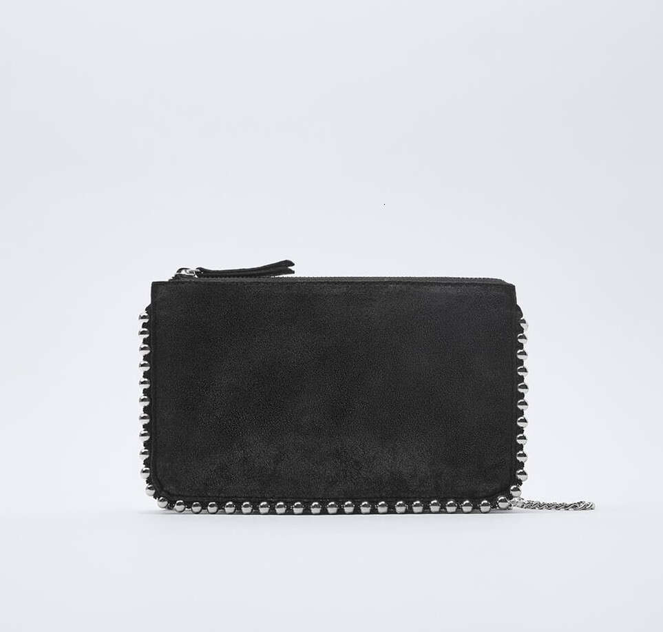 Z Women's 2025 New Chain Texture Square Versatile Fashion Rivet Decoration Black Single Cross Shoulder Small Bag