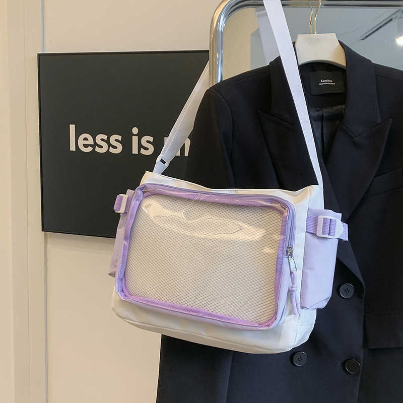 Super Fire Student Pain Bag Transparent and Visible Shoulder Simple Large Capacity School Anime Crossbody Tote 241227