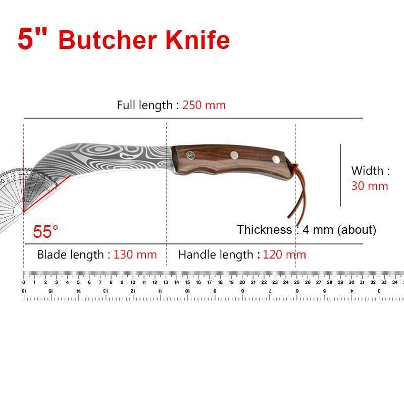 Cutting knife forged 5Cr15 stainless steel fishing practical wiring knife kitchen slicing but meat cutting knife Y241227