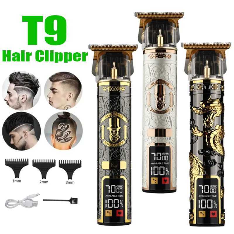 2024 New Vintage T9 Electric Cordless Hair Cutting Machine Professional Hair Barber Trimmer For Men Clipper Shaver Beard Lighter W241227