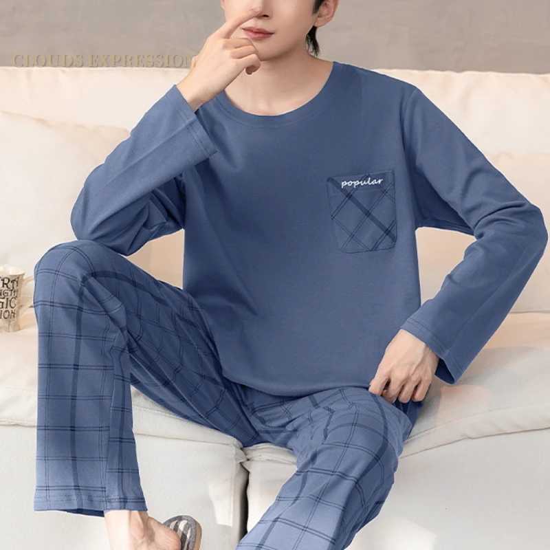 Spring Autumn Sporty Knitted Long-Sleeved Mens Pajamas Sets Male Pajama Set Letter Pajama For Men Sleepwear Suit Homewear 3XLXJ241227