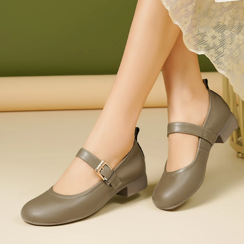 AIYUQI Women's Mary Jane Shoes Spring Genuine Leather Girls Shoes Anti Slip Fashion Women's Shoes