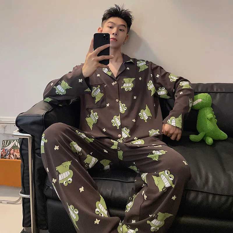 New Pajamas Suit Men Spring Autumn Long-sleeved Large-size Loungewear Male Winter Mens Plaid Loose Sleepwear Set Gents PyjamaXJ241227