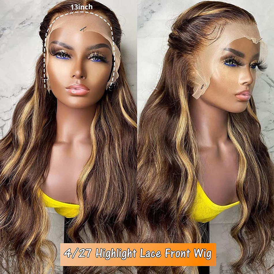 Highlight Blonde Body Wave Frontal Wigs Hd 13X6 13X4 Lace Front Human Hair Wig
