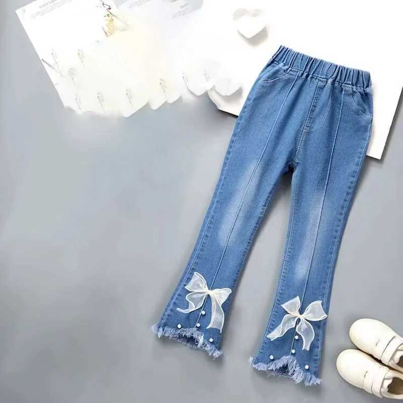 Girls bell bottoms solid color fashionable sle slish Baby Girl Spring Clothes for Flared Pants Casual Trousers 3-12 years old W241227