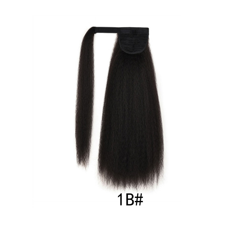 Hook And Loop Corn Perm Long Ponytail Yaki Smoky Perm Wig Ponytail Micro-volume Fluffy Explosive Ponytail Synthetic Hair