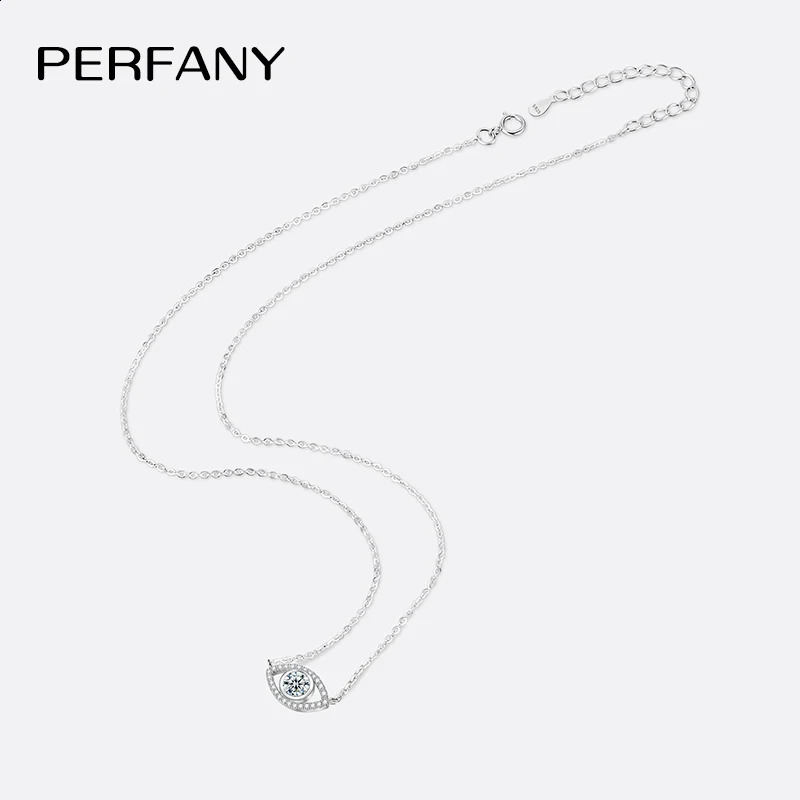 PERFANY 05CT Necklace for Women S925 Pure Silver eye Pendant Laboratory Diamond Certified Highend Fashion Jewelry 241226