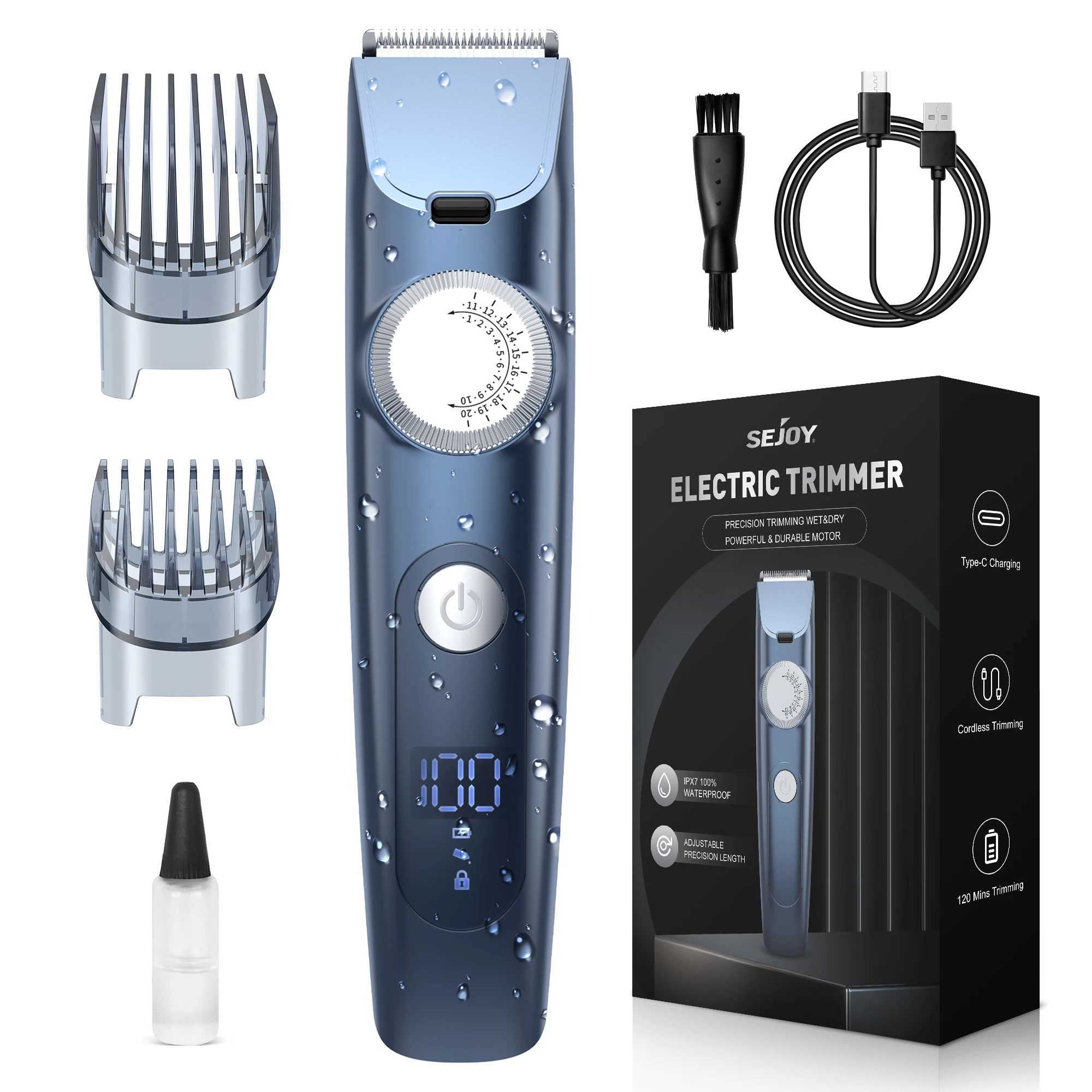 Sejoy Professional Electric Hair Clippers Men Cordless Hair Trimmer Rechargeable LED Display IPX7 Hair Cutting Machine W241227