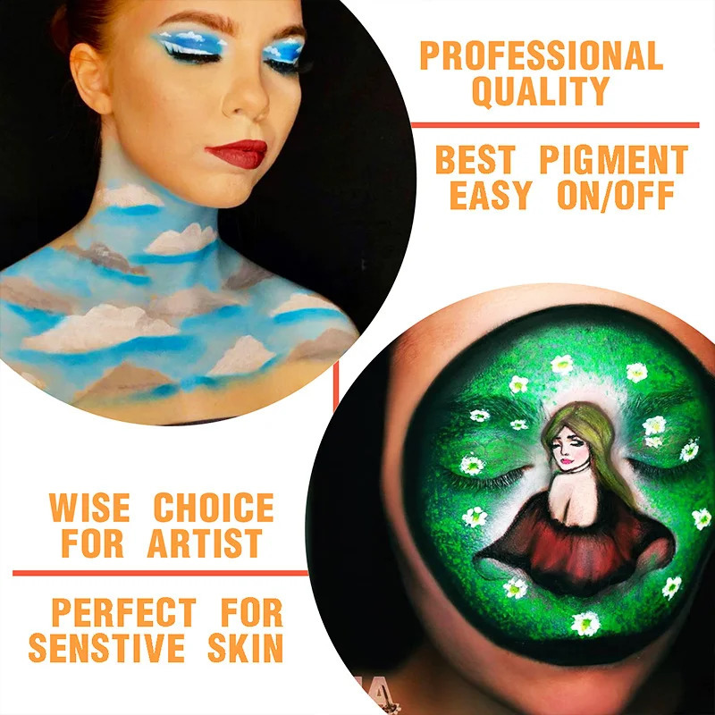 Bowitzki 30g Professional Face Paint Body Paint Water Based Face painting Makeup Safe for Kids and Adults Single Color 241224
