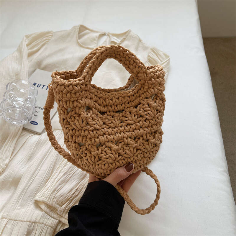 Forest Style Artistic Retro Woven Bag, Women's New Hollowed Out Handbag, Casual Versatile Single Shoulder Crossbody Bucket Bag