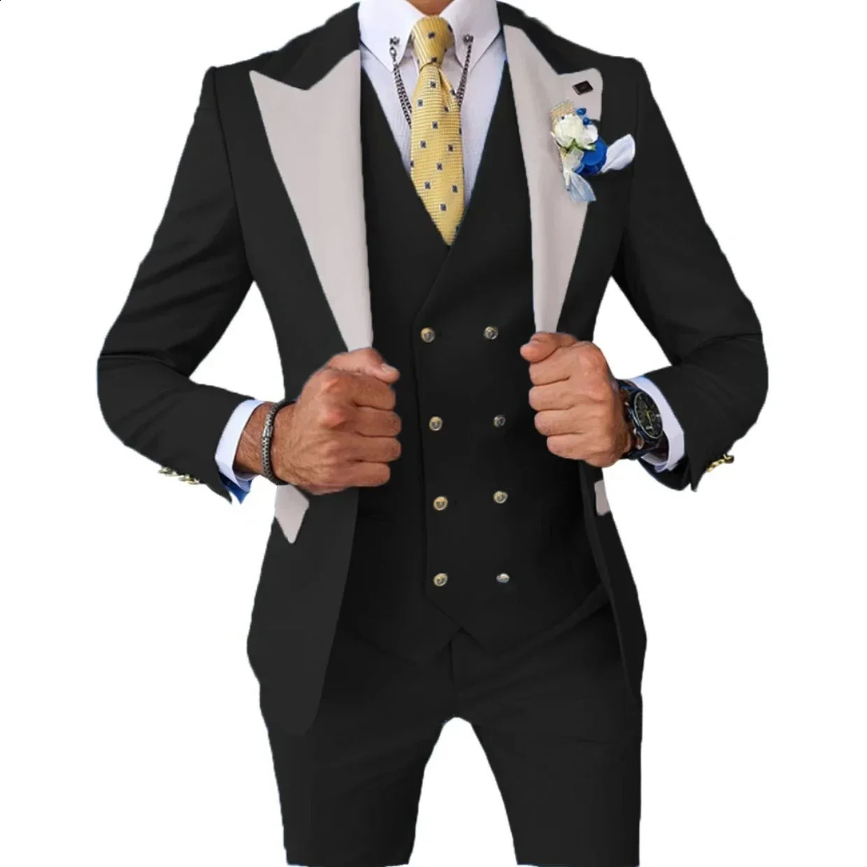 Teal Green Suit for Menformal Jacket with Peak Lapel CelebritiesElegant Man Suit3 Pieces Blazer Vest and Pants Set 241227