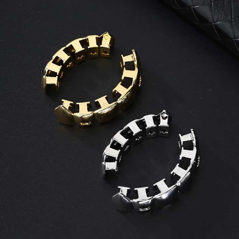 HipHop Classic Top/Bottom Teeth Grillz Golden Tooth C Decor Gold Plated Dental Grill Bo Jewelry Women Men Halloween Party W241227