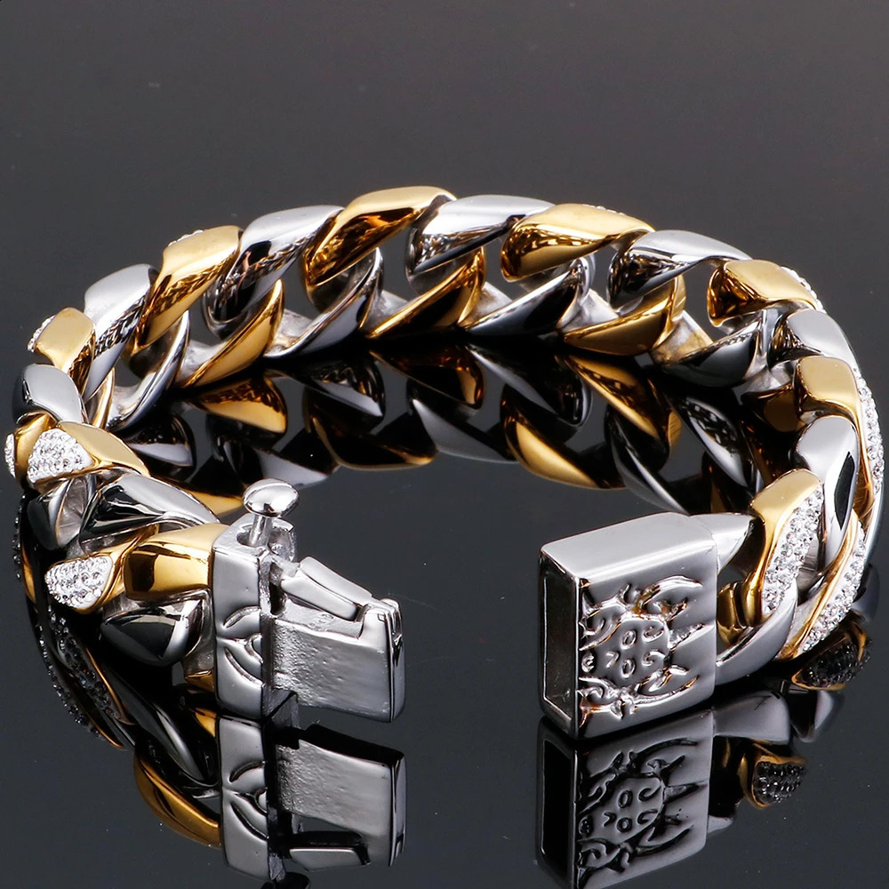 Mens Bracelets Bangles Factory Wholesale Gold Color Sheep Head Bracelet For Men 316L Stainless Steel On Hand Chain Bands Hiphop 241227