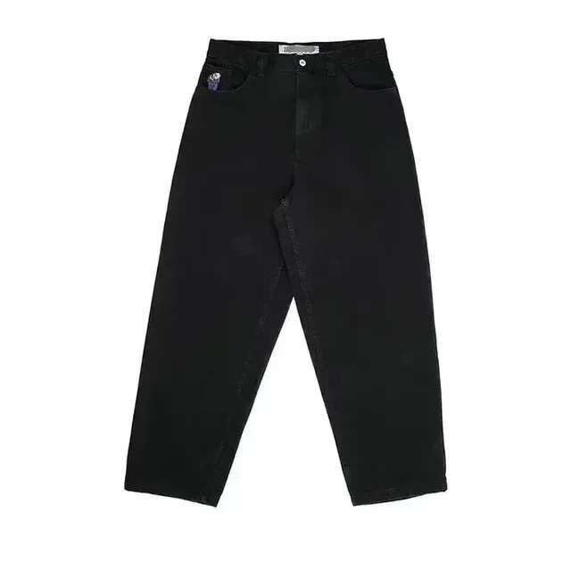 Y2K Haruku Polar Big Boy Pants Hip Hop Cartoon Embroidery Retro Blue Baggy Jeans Mens Womens High Waist Wide Leg Trouser
