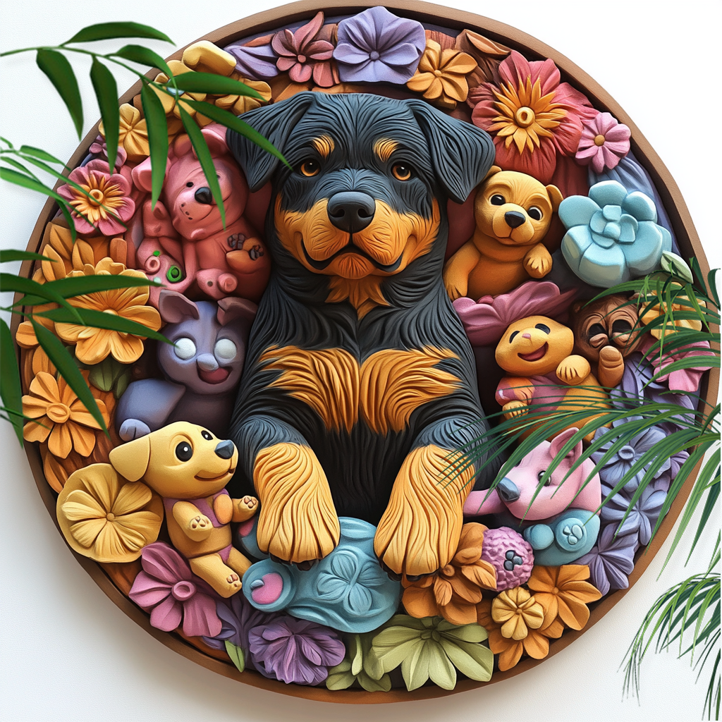 Custom Rottweiler Pet Ornaments - Circular Aluminum Decorative Paintings & Souvenir Tombstones - Perfect Christmas Gifts