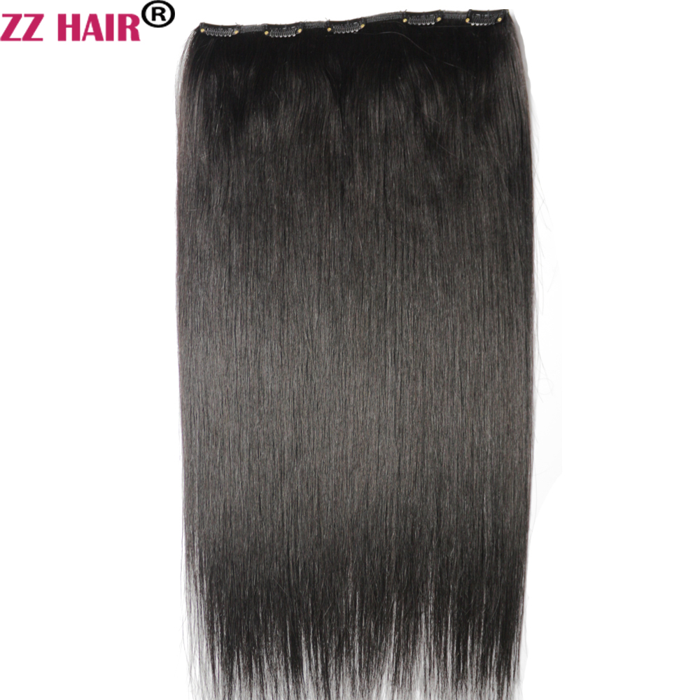 100% Brazilian Remy Human hair Extension 16-28 inches 1pcs set Nolace with 5clips in 80g-200 Clips in/on Natural Straight