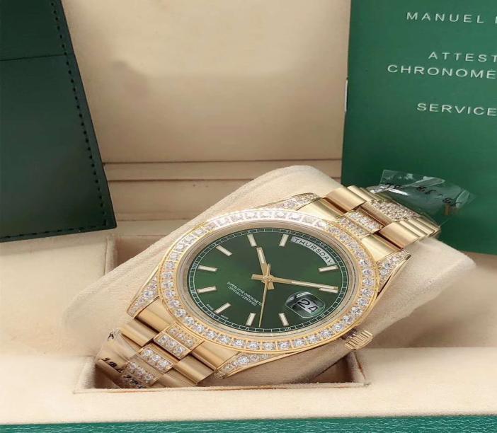 New Quality dayDate mens Mechanical Stainless 316l Steel 41mm Automatic Movement Luxury diamond Watches gold005 Wristwatches8801683