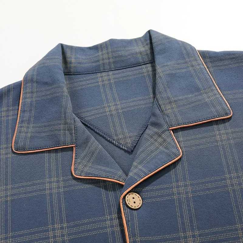 100% Cotton Button up Top and Pants Mens Plus Size Pajamas Loungewear Casual Simple Fashion Youth Sleepwear Homewear 2PCS SetXJ241227