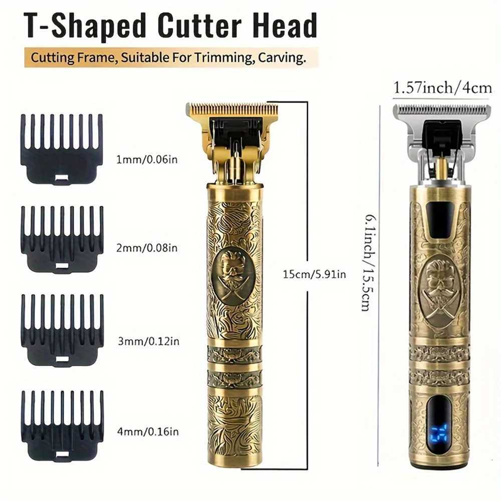 T9 LCD Electric Hairdresser Oil Shaving Head Electric Pusher Carving Electric Pusher Clipper Hair Precision Trimmer for Men Care W241227